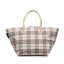 & Other Stories Bolsa tote de lona e couro Nova Check da Burberry Blue Label em muito bom estado Branco