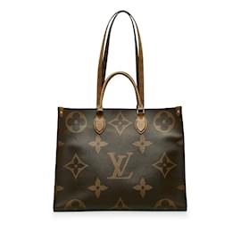 Louis Vuitton-Louis Vuitton Monogram Reverse Giant OnTheGo GM Bolso de lona M45320 En muy buenas condiciones-Castaño