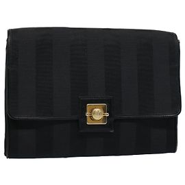 FENDI Pochette en toile Pecan Noir Marron Auth ep2439 Marron Noir
