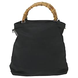 Gucci-GUCCI Bamboo Shoulder Bag Canvas 2way Black 002 3754 0506 Auth ep2424-Black