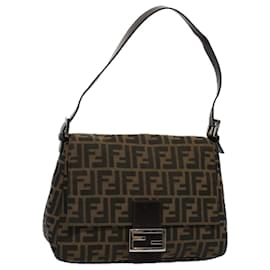 Fendi-FENDI Zucca Canvas Mamma Baguette Bolso de hombro Marrón 211126325 009 Auth ki3771-Castaño