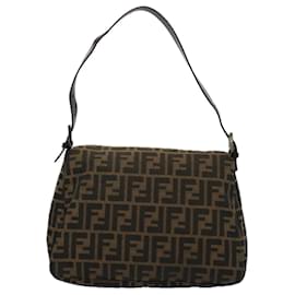 Fendi-FENDI Zucca Canvas Mamma Baguette Bolso de hombro Marrón 211126325 009 Auth ki3771-Castaño