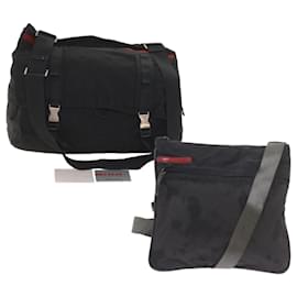 Prada-PRADA Shoulder Bag Nylon 2set Black Auth ar10739-Black