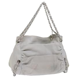 Chanel-Bolsa de ombro com corrente CHANEL em couro branco CC Auth bs10195-Branco