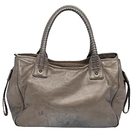 Salvatore Ferragamo-Salvatore Ferragamo Shoulder Bag Leather Silver GG-21b985 Auth bs10160-Silvery