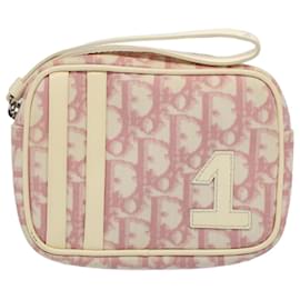 Christian Dior-Christian Dior Trotter Canvas Pouch Pink Auth bs10148-Rosa
