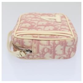 Christian Dior-Christian Dior Trotter Canvas Pouch Pink Auth bs10148-Pink