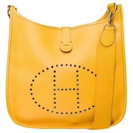 Hermès-HERMES Evelyne Bag in Yellow Leather - 101589-Yellow