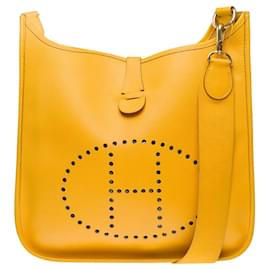 Hermès-HERMES Evelyne Bag in Yellow Leather - 101589-Yellow