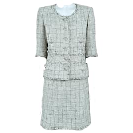 Chanel-Gisele Bundchen Jewel Buttons Tweed Suit-Beige