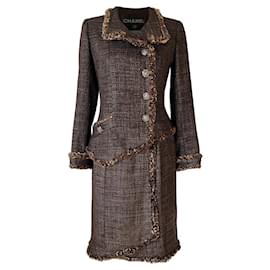 Chanel-Nuovo abito in tweed con bottoni CC Jewel Gripoix-Marrone scuro