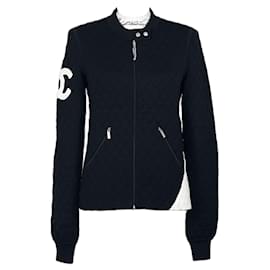 Chanel-Rare CC Patch Quilted Bomber Jacket-Black