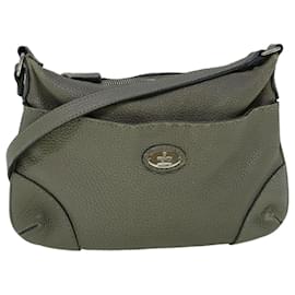 Fendi-FENDI Shoulder Bag Leather Gray Auth 60425-Grey