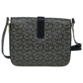 Céline-CELINE C Borsa a tracolla in tela macadam Tela rivestita Navy Auth 60345-Blu navy