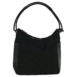 Gucci-GUCCI GG Canvas Shoulder Bag Nylon Black Auth 60150-Black