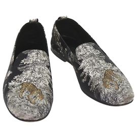 Hermès HERMES Jungle semelle cuir Chaussures Toile 42.5 Noir Blanc Marron Auth bs9909 Marron Noir Blanc