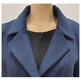 Chanel-Cappotto Chanel in seta cashmere blu scuro-Blu navy