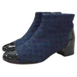 Chanel-Chanel Tweed Patent Leather Ankle Boots-Multiple colors