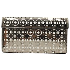 Alaïa Metallic Lasercut Clutch in Silver Patent Leather  Silvery Metallic