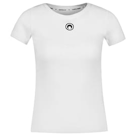 Marine Serre-1x1 Camiseta Costela - Marine Serre - Algodão - Branco-Branco