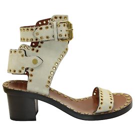 Isabel Marant Sandales Jaeryn cloutées en daim blanc Blanc