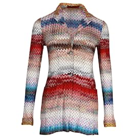Missoni-Missoni Chevron-Pattern Knit Blazer in Multicolor Viscose-Multiple colors