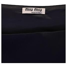 Miu Miu-Top corto con volantes Miu Miu en seda azul marino-Azul,Azul marino
