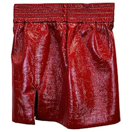 Miu Miu-Miu Miu Faux Leather Mini Skirt in Red Polyester-Red