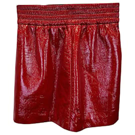 Miu Miu-Miu Miu Faux Leather Mini Skirt in Red Polyester-Red