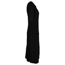 Maje-Maje Rimosally Polo-Collar Stretch-Knit Midi Dress in Black Viscose-Black