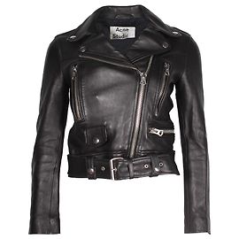 Acne Studios Mock-Bikerjacke aus schwarzem Leder Schwarz