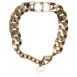 Christian Dior Bracelet CD maille gourmette dorée Doré