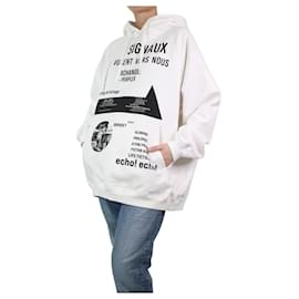 Prada-White graphic print oversized hoodie - size M-White