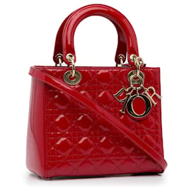 Dior-Dior Red Medium Patent Cannage Lady Dior-Red