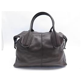 Tod's-TOD'S D-STYLING HANDBAG IN BROWN LEATHER BROWN LEATHER HAND BAG PURSE-Brown