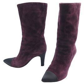 CHANEL GABRIELLE COCO G ABSATZSTIEFEL33119 36 LILA WILDLEDER + SCHUHBOX Lila