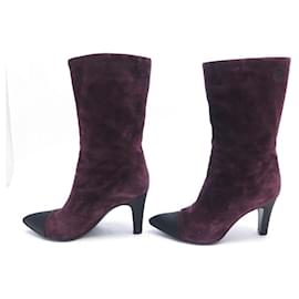 Chanel-CHANEL GABRIELLE COCO G HEELED BOOTS33119 36 PURPLE SUEDE + SHOES BOX-Purple