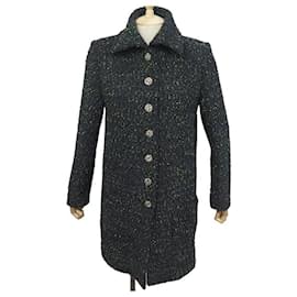 Chanel-NEUF MANTEAU CHANEL 2019 LONG EN TWEED P59876V45324 T 40 M NEW JACKET COAT-Noir