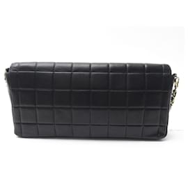 Chanel-CHANEL EAST WEST CHOCOLATE BAR HANDBAG IN BLACK QUILTED PURSE QUILTED LEATHER-Black