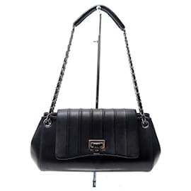 Chanel-CHANEL CC LOGO QUILTED SHOULDER HANDBAG IN BLACK LEATHER BLACK BAG-Black