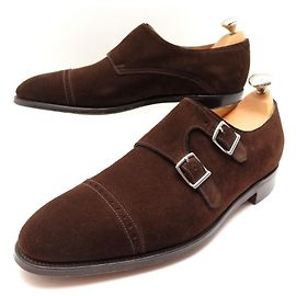 NEUF CHAUSSURES JOHN LOBB CAMBORNE MOCASSINS BOUCLE 7.5E 41.5 DAIM MARRON Marron