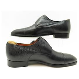 Santoni-NEW SANTONI SHOES BI-BUCKLE MOCCASINS 6.5 41.5 John Lobb shoe trees-Black