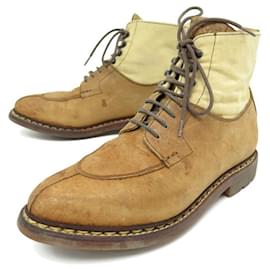 SCARPE HESCHUNG GINKGO STIVALI 5.5UK 38.5 STIVALI IN TELA FR E PELLE CAMMELLO Cammello