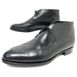 John Lobb-CHAUSSURES JOHN LOBB BOTTINES FOWEY 8E 42 CHUKKA CUIR NOIR + POCHON SHOES-Noir