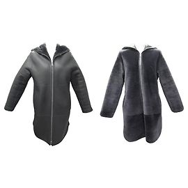 NEW ZAPA MILOR REVERSIBLE M COAT 40 GRAY SHEEP RETURN LEATHER COAT Grey