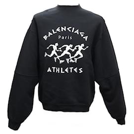Balenciaga-NEW BALENCIAGA MARATHON HEAVY ATHLETES SWEATER 641654 XS 36 BLACK COTTON SWEATSHIRT-Black