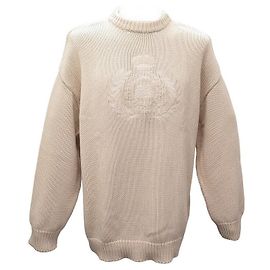 NEUF PULL BALENCIAGA CREWNECK CREST KNIT 664369 S OVERSIZE EN LAINE SWEAT Beige