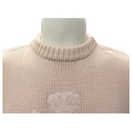 Balenciaga-NEW BALENCIAGA CREWNECK CREST KNIT SWEATER 664369 S OVERSIZED WOOL SWEATSHIRT-Beige
