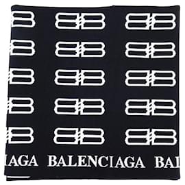Balenciaga-NUEVA BUFANDA BALENCIAGA ESTOLA MANTA BUFANDA BB 719229 Lana negra-Negro