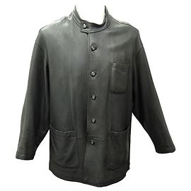 ARNYS FORESTIERE T JACKET60 XXL BLACK LEATHER COAT ROUND COLLAR LEATHER COAT VEST Black
